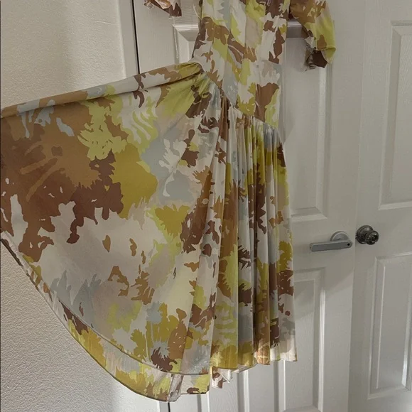 Jonathan Simkhai Camouflage Midi Dress in Brown and Cream